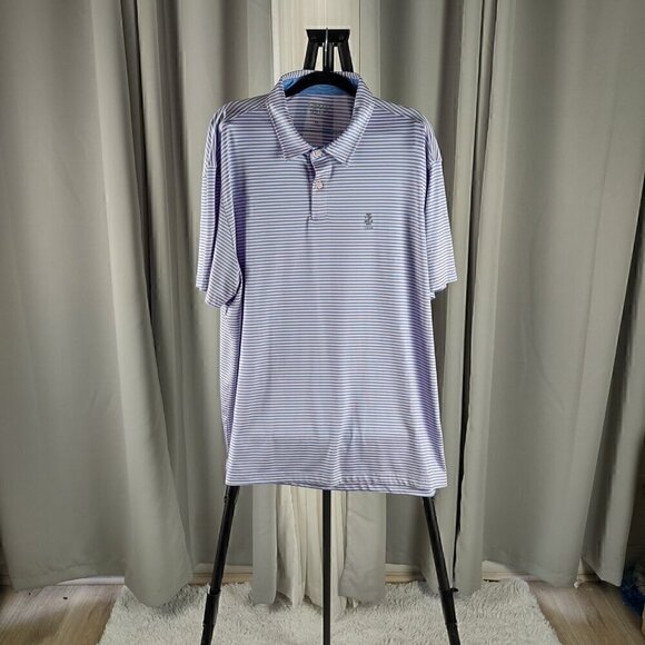 Izod Men's Stretch Pink And Blue Striped Golf Polo Shirt Size XXL - Picture 1 of 10